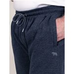 D555 Big Mens Navy Jogger with Fine Stripe Ribbed Cuffs and Zipped Pockets HYDE