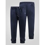 D555 Big Mens Navy Jogger with Fine Stripe Ribbed Cuffs and Zipped Pockets HYDE