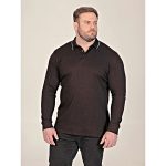 D555 TYLER Long sleeve Polo with Jacquard Tipped Collar BLACK