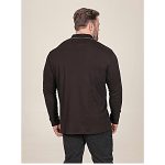 D555 TYLER Long sleeve Polo with Jacquard Tipped Collar BLACK