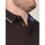 D555 TYLER Long sleeve Polo with Jacquard Tipped Collar BLACK