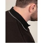 D555 TYLER Long sleeve Polo with Jacquard Tipped Collar BLACK