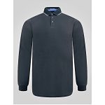 D555 TYLER Long sleeve Polo with Jacquard Tipped Collar BLACK