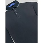 D555 TYLER Long sleeve Polo with Jacquard Tipped Collar BLACK