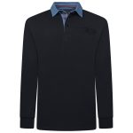 2XL to 8XL KAM Long Sleeve Casual Rugby Polo BLACK KBS5560