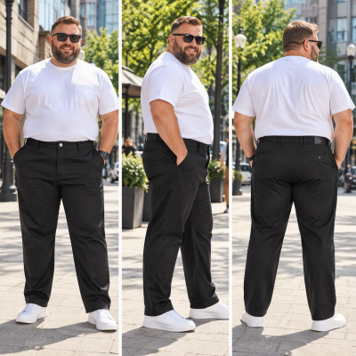 Kam Big Mans Cotton Stretch Chino BLACK KBS261