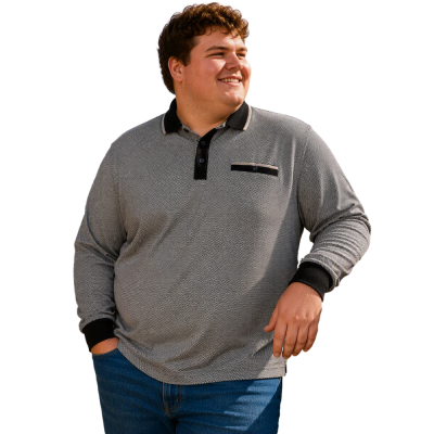 KAM Long Sleeve Dobby Polo INDIGO KBS5533 –