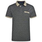 In stock up to 8XL KAM Jacquard Collar All Over Print Polo MIDNIGHT KBS555
