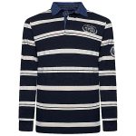 2XL to 8XL KAM Long Sleeve Multi Stripe Rugby Polo NAVY KBS5561