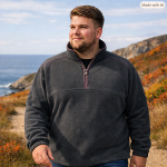 2XL to 8XL  KAM Big Men's 1/4 Zip Fleece Jacket CHARCOAL KV151 