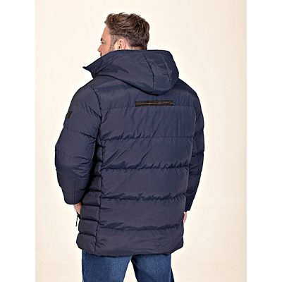 D555 TANNER Quilted Showerproof Padded jacket with Hood NAVY - Stay warm and protected with the D555 TANNER