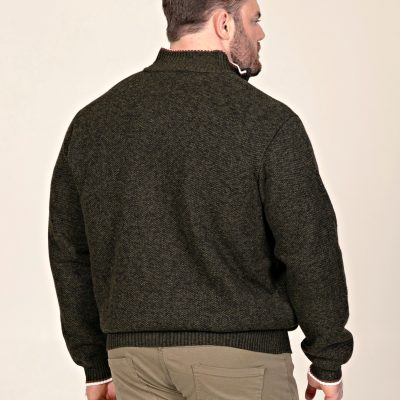 D555 Big Knitted Zip Through with Bonded Check Lining KHAKI CESAR 802004 2XL to 6XL D555