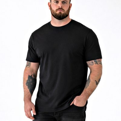 D555 SMARTLY Big Mens Combed Cotton Crew Neck T-Shirts 5 Pack ~ BLACK 601931 -