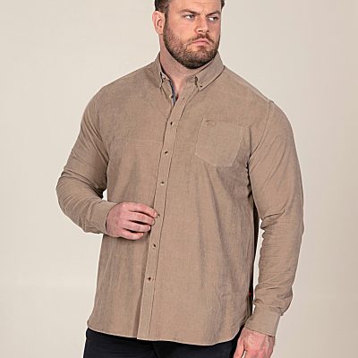 D555 CAREY Corduroy Shirt with Chest Pocket TAN112003 Big Sizes up to 7XL