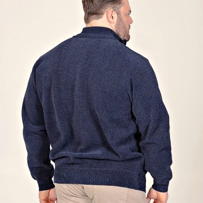 2XL to 6XL D555 Big Mens Cable Knitted Sweater With Full Zip and Bonded Check Lining EAMON CHARCOAL 80200