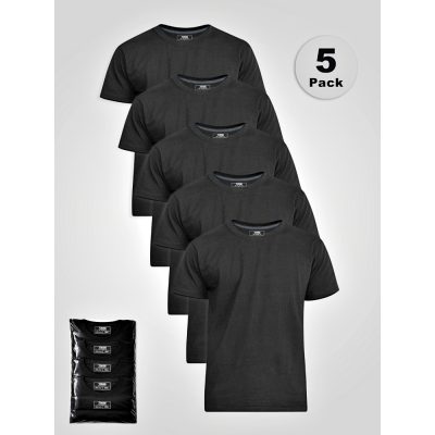 HOME PAGE 20 D555 SMARTLY Big Mens Combed Cotton Crew Neck T-Shirts 5 Pack ~ BLACK 601931 -
