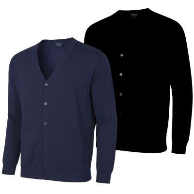 ESPIONAGE PURE COTTON CREW BUTTONED CARDIGAN BLACK / NAVY KW046